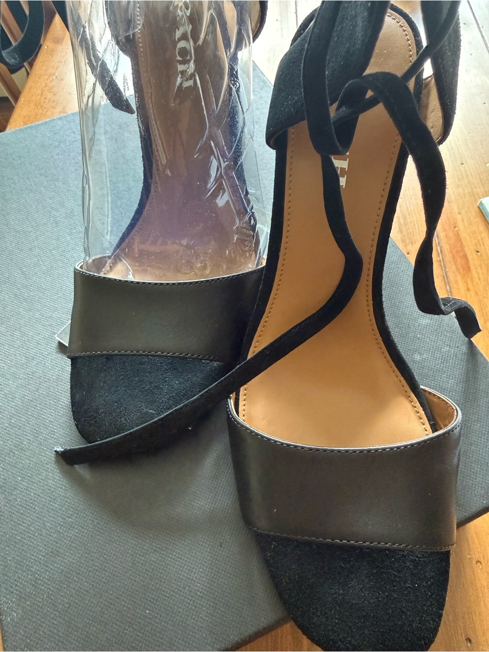 Coach Black Madison Mat Calf/Suede Heeled Sandals